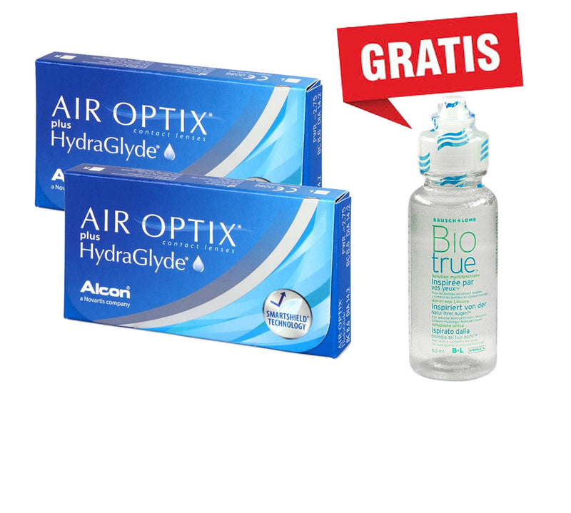 Smart Package : 2 Box Air Optix Aqua HydraGlyde + Biotrue 60ml