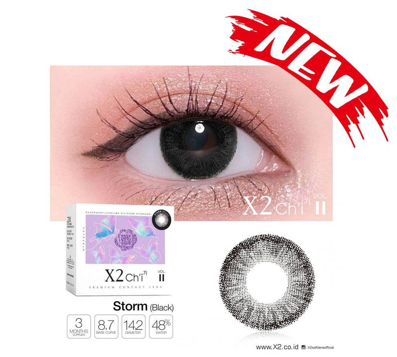 X2 Chi Vol II Storm - Black ( Softlens Premium ) - Lensza