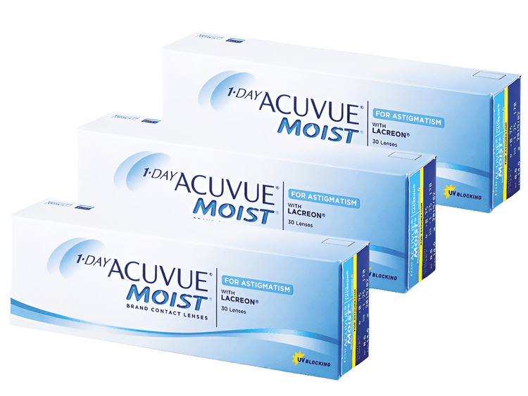 ( 3 Boxes ) 1 Day Acuvue Moist Astigmatism for Minus Eyes by Johnson & Johnson