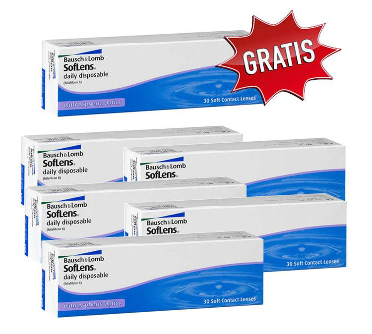 Paket 5 Box Free 1 Box: Bausch + Lomb Daily Disposable ( 30 pcs )